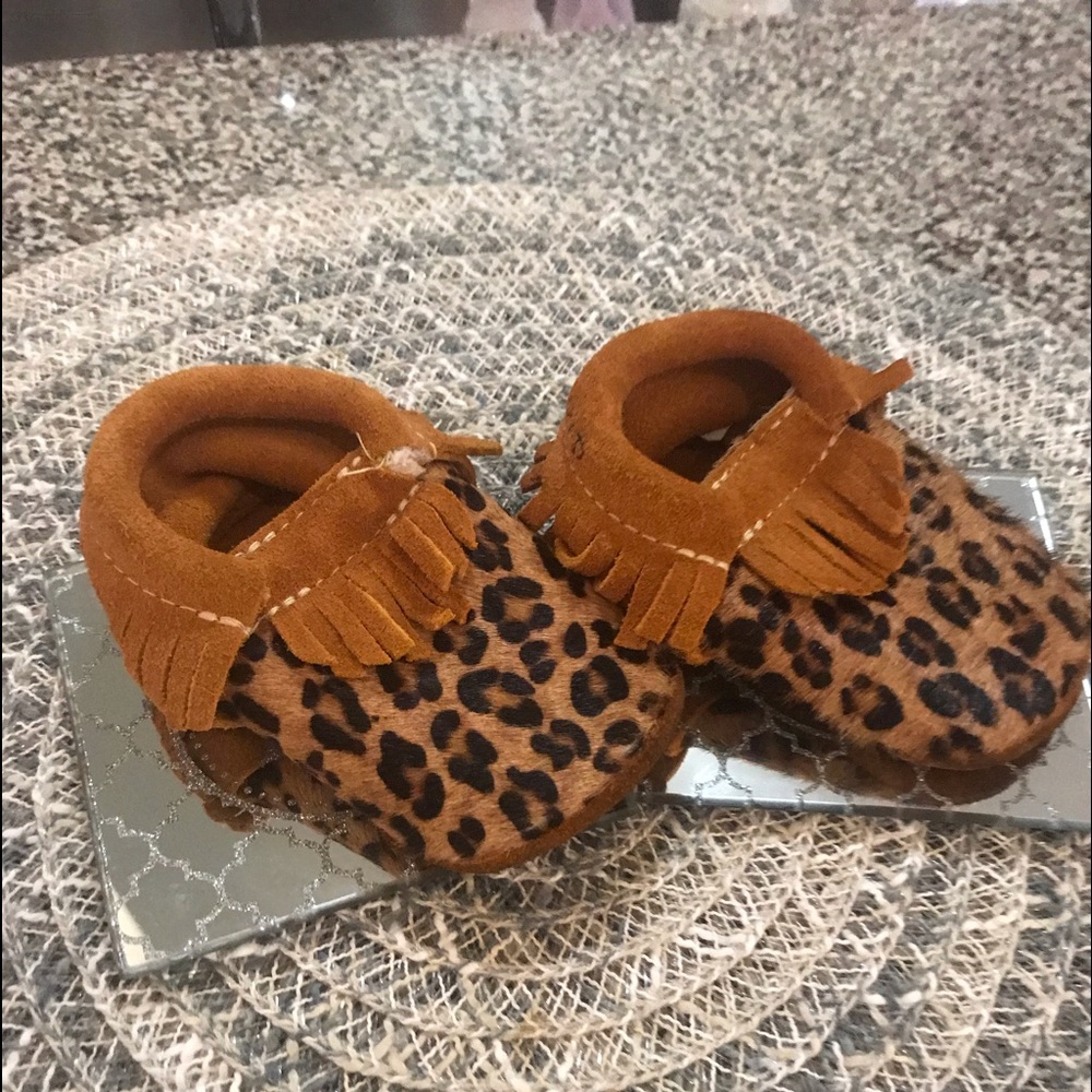 Baby Leopard Fringe Booties